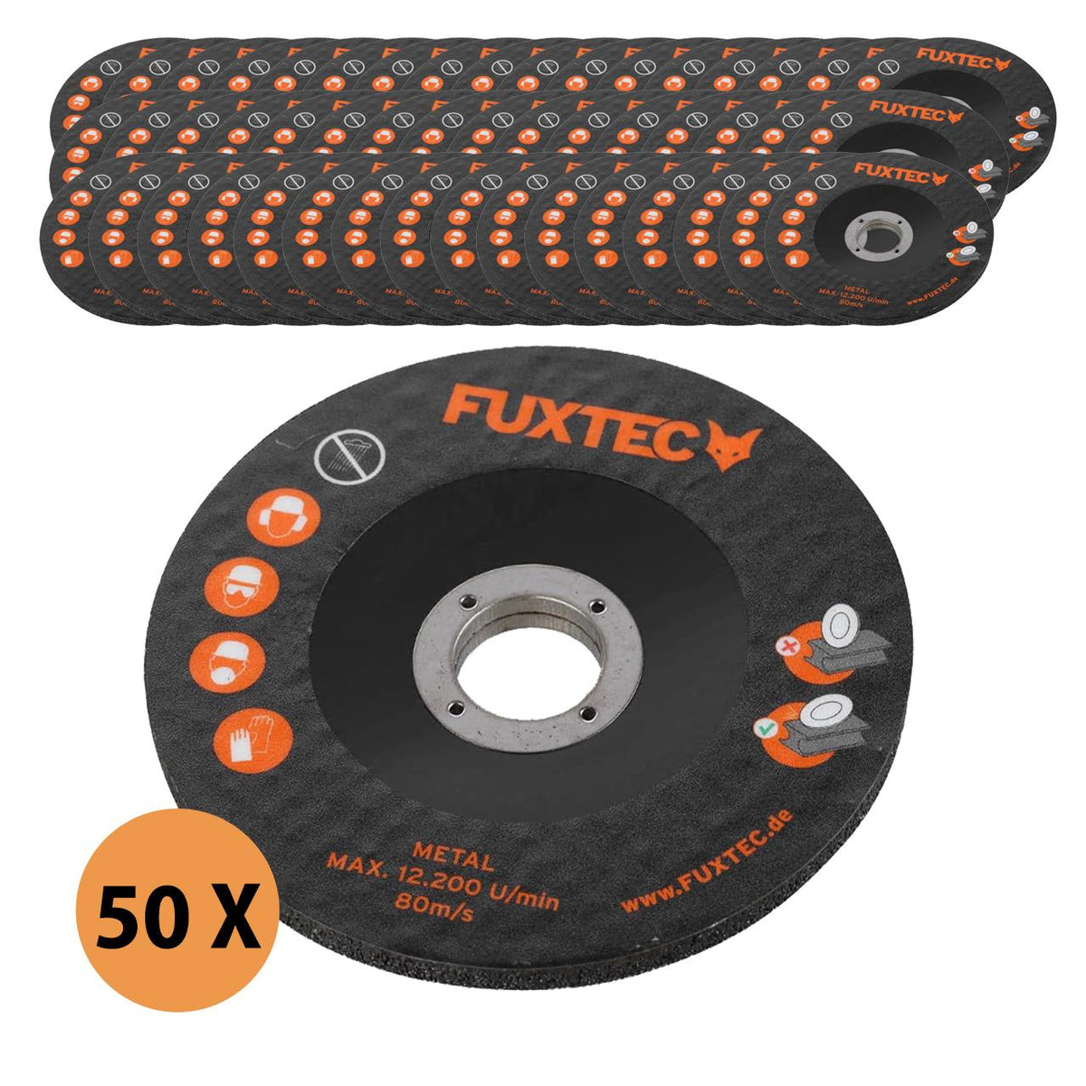Bild 1 50er Set 115mm Trennscheiben für Metall, Stahl und INOX für 20V Akku Winkelschleifer FX-E1WS20