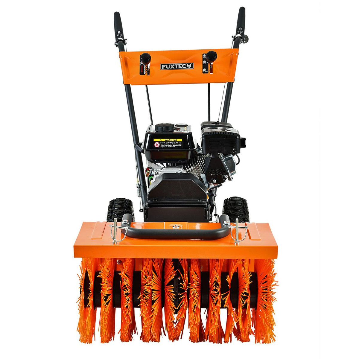 Bild 1 B-WARE FUXTEC Benzin Kehrmaschine Set FX-KM196-SET3 mit Schneeschild und Kehrgutsammelbehälter