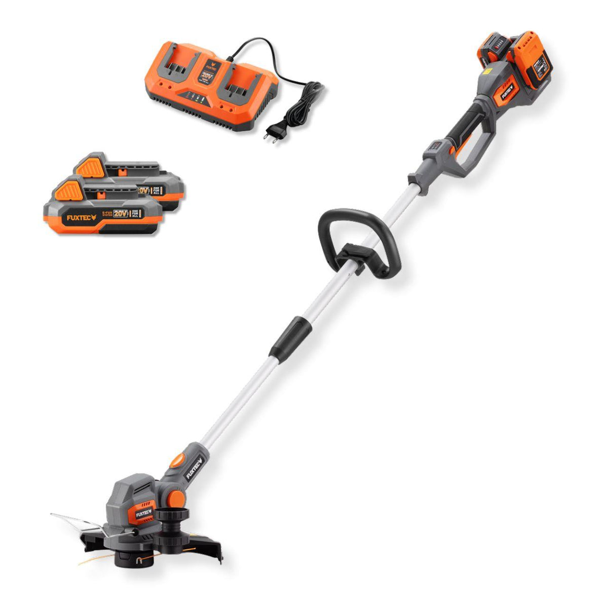 FUXTEC 40V Akku-Rasentrimmer FX-E2RT mit zwei Akkus und Doppelladegerät