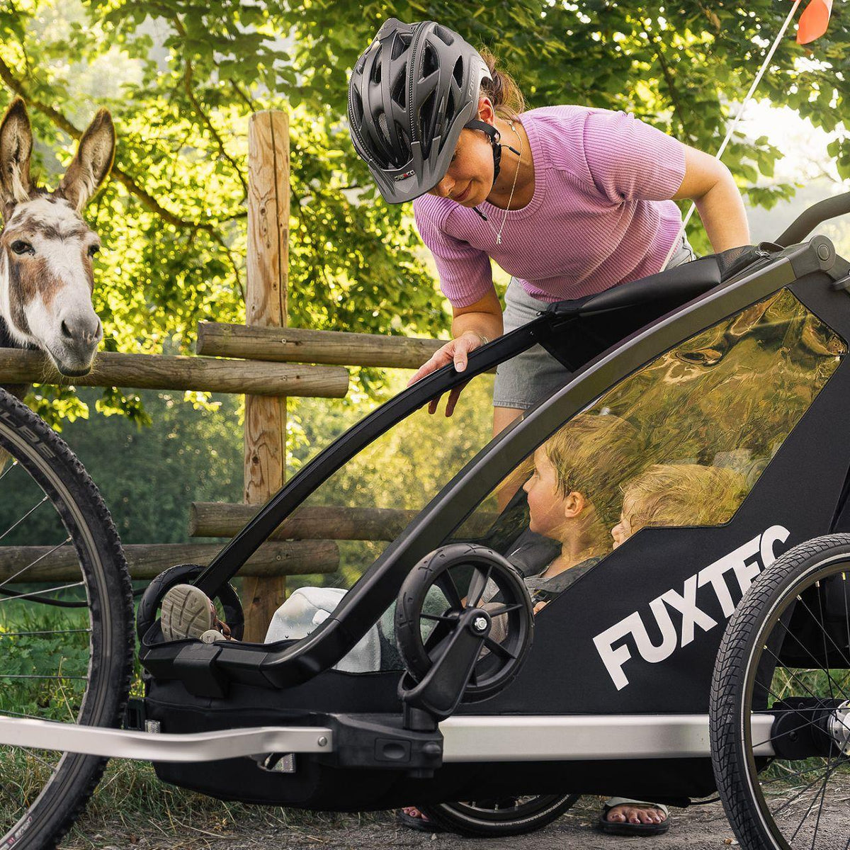 FUXTEC Fahrradanhänger/Jogger FX-FA1-SET-BLAU  mit Jogger-Rad