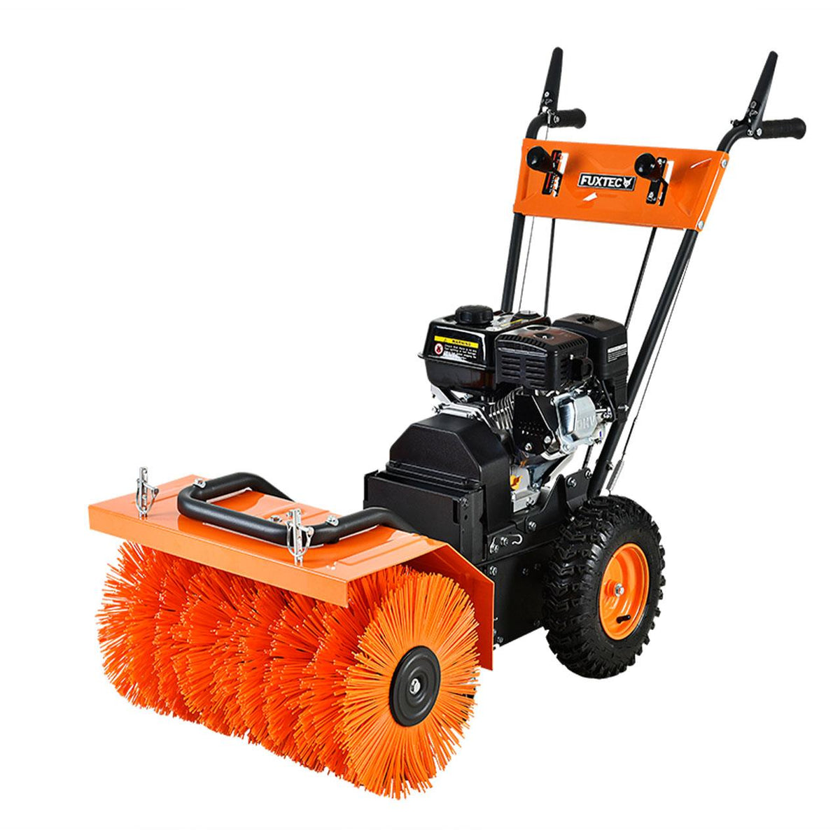 Bild 1 B-WARE FUXTEC Benzin Kehrmaschine Set FX-KM196-SET3 mit Schneeschild und  Kehrgutsammelbehälter